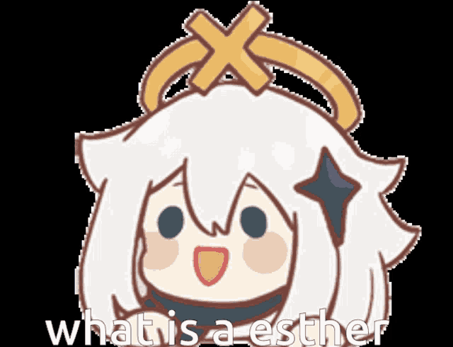 a cartoon of a girl with an x on her head and the words what is a esther below her