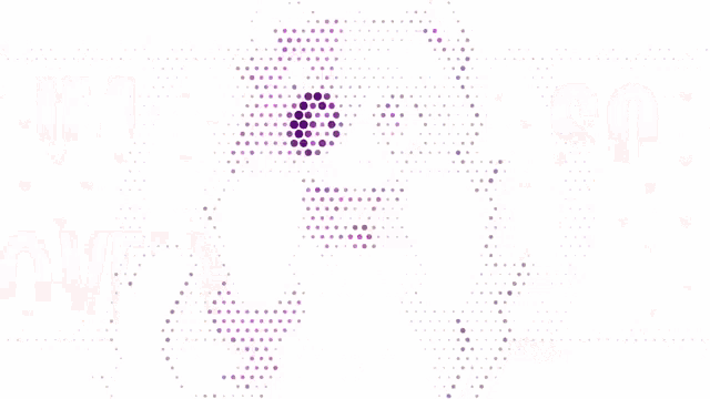 a drawing of a pink and purple cat with the letters m and n behind her