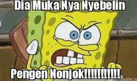a cartoon of spongebob squarepants with a very angry look on his face and a caption .