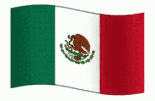 a mexican flag is waving in the wind on a white background