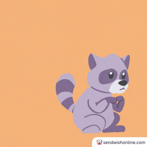 a raccoon with a sad face in a speech bubble above it