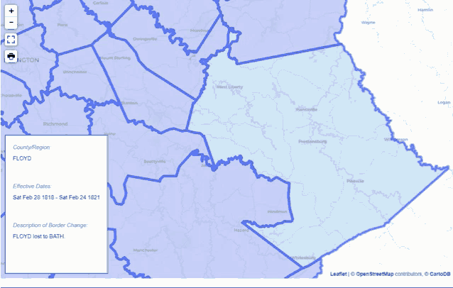 a map of floyd county shows the effective dates of sat feb 28 1018 and sat feb 24 1621