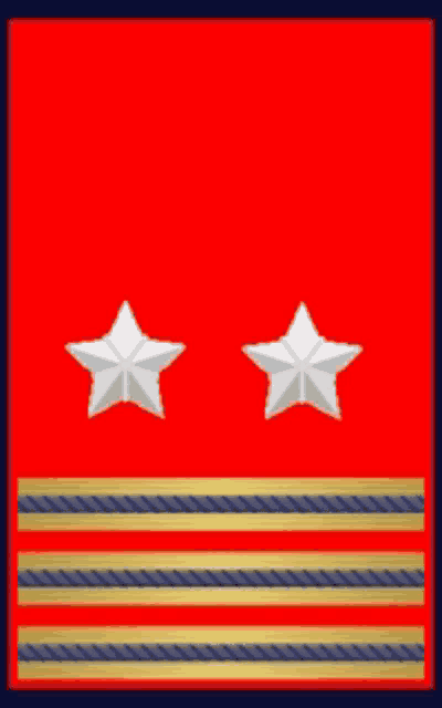two white stars are on a red background with gold stripes
