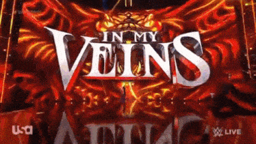 the logo for in my veins is displayed on a stage