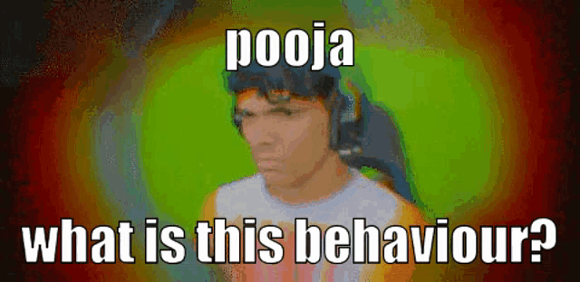 a cartoon of a man with the words pooja what is this behavior