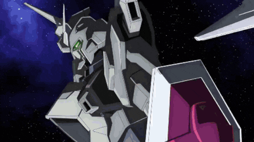 a cartoon drawing of a robot with a pink shield