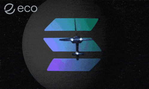 the word eco is on the blue background