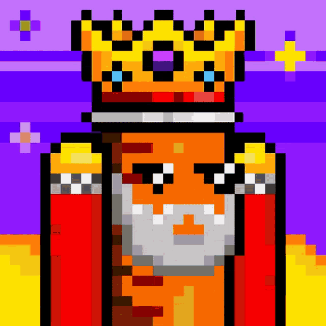 a pixel art of a king wearing a crown