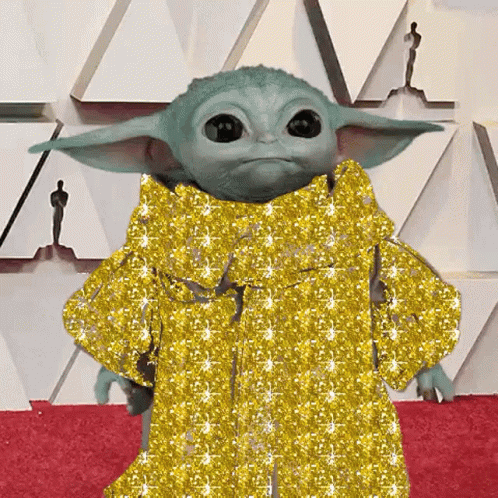 Oscars Baby Yoda GIF - Oscars Baby Yoda Gold Clothes GIFs