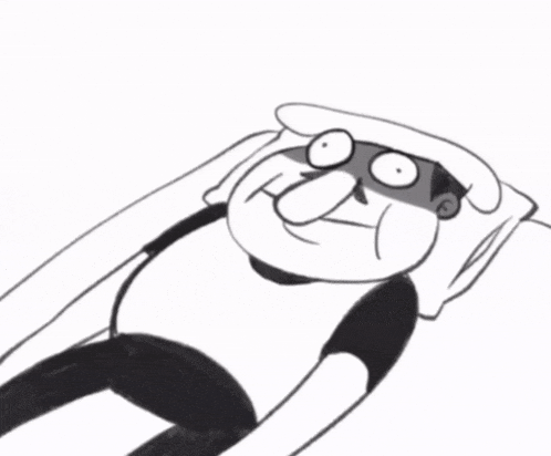 a black and white drawing of a man laying on a bed