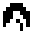 a black and white pixel art icon of a person 's head with long hair .