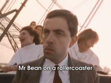 Mr Bean On A Rollercoaster GIF - Mr Bean Rollercoaster Not Bad GIFs