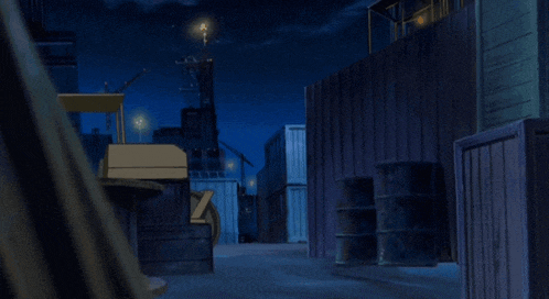 a group of people are running through a dark alleyway