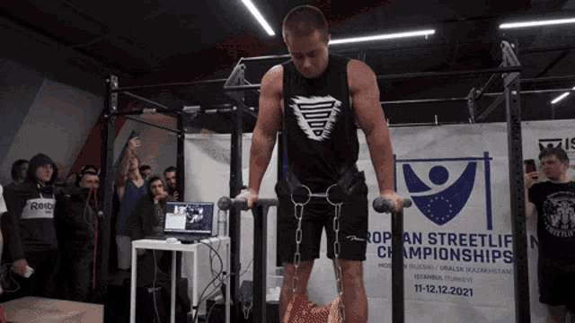 Streetlifting Weighted Dips GIF
