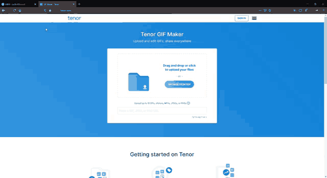 a screenshot of the tenor gif maker webpage