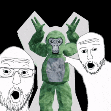 a drawing of a man with glasses and a monkey