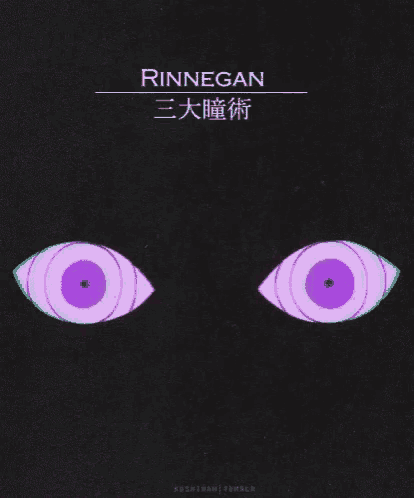 a poster that says rinnegan on it with two eyes on it