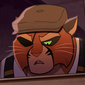 a cartoon of a cat wearing a hat and green eyes