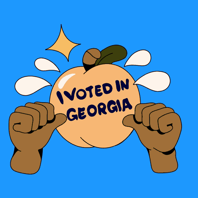a peach with the words " i voted in georgia " written on it