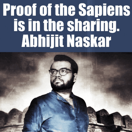 a poster that says proof of the sapiens is in the sharing
