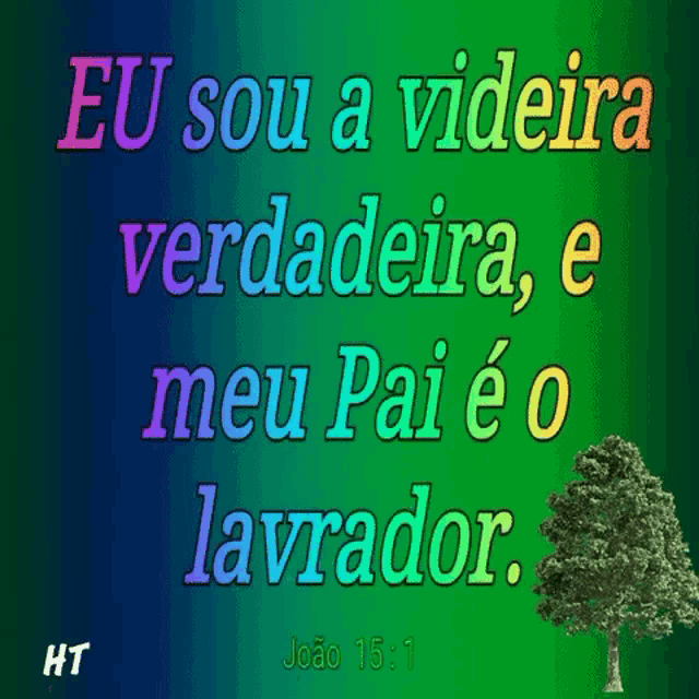 a green background with the words eu sou a videira verdadeira e meu pai e o lavrador on it