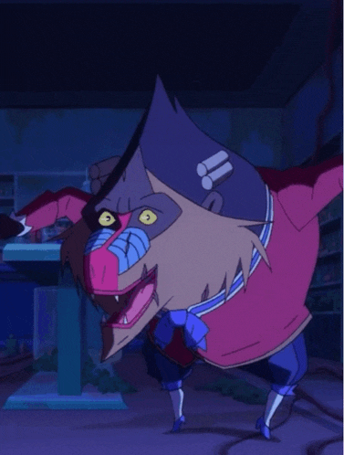 a cartoon character with a beard and a triangle head
