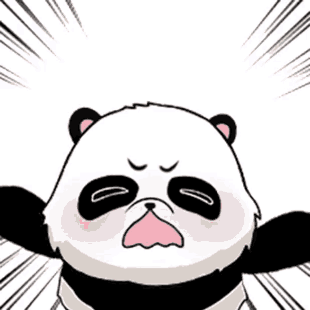 a cartoon panda bear with a very angry face