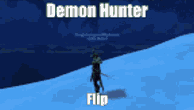 a demon hunter flips over a snowy hill