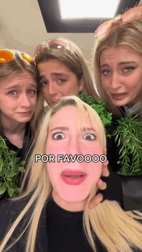 a group of women are posing for a picture and one of them says por favoooo