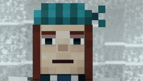a pixel art of a man with a blue hat on