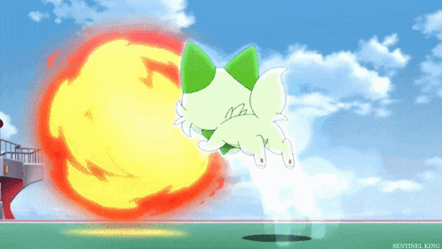 a cartoon drawing of a pokemon with the words sentinel king on the bottom right