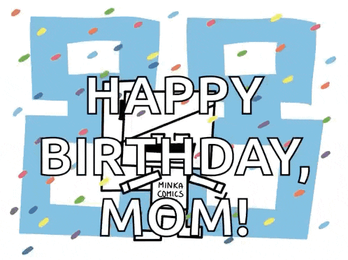 a happy birthday mom greeting card with purple numbers and confetti
