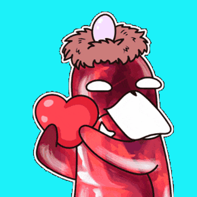 a cartoon character with an egg on his head holds a heart
