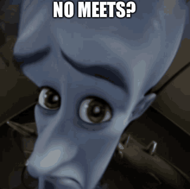 a picture of a cartoon character with the caption " no meets " on it