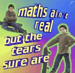 a poster that says maths ai n't real but the tears sure are