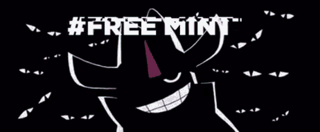 a cartoon character with a red nose and the words #freemint behind him