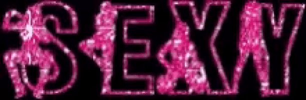 the word sexy is written in pink glitter on a black background