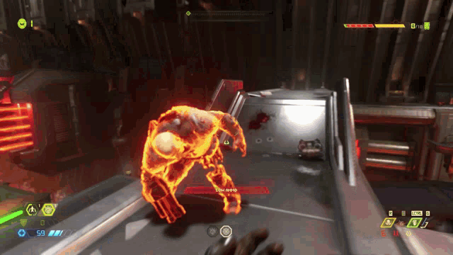 a video game is being played and the screen shows that the enemy is a fire monster