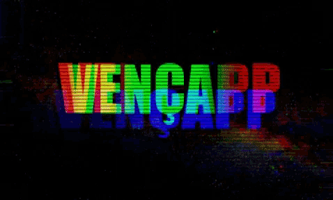 the word vencapp is displayed in a rainbow of colors