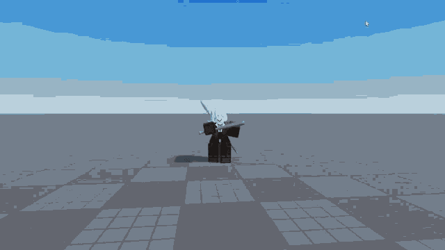 a cartoon character is holding a sword and smiling in front of a blue sky ..