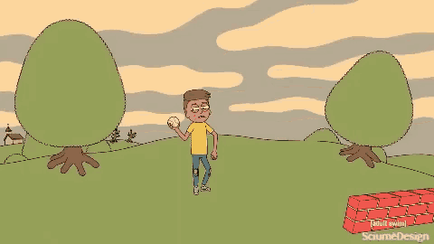a cartoon of a man throwing a ball with the words adult swim visible
