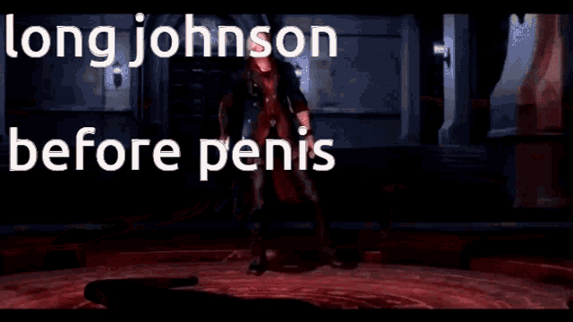 a picture of a monster with the words long johnson before penis written on it