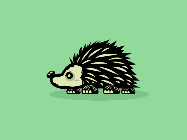 a cartoon hedgehog with a green background