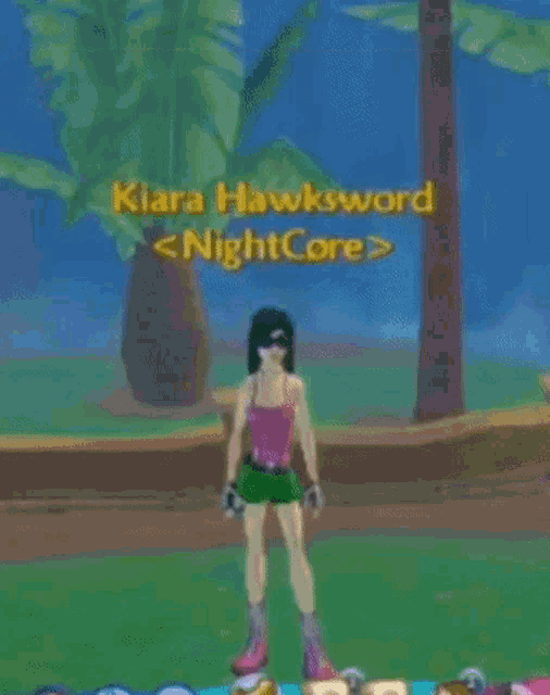 a screenshot of a video game with the name kiara hawksword on it