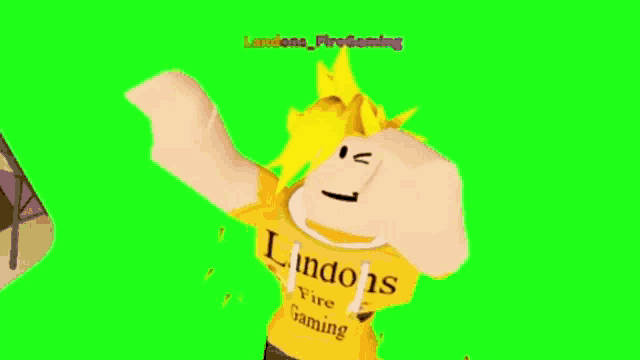 a cartoon character wearing a yellow shirt that says lindo 's fire gaming .