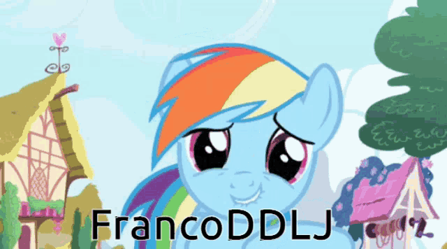 a picture of a rainbow dash from my little pony with the name francoddll written below it