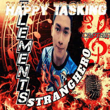 a poster that says happy tasking elements strangero on it