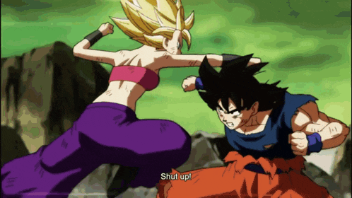 a cartoon of a man and a woman fighting each other with the woman saying shut up