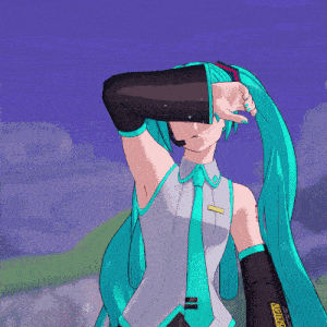hatsune miku covers her face with her hand in a cartoon drawing