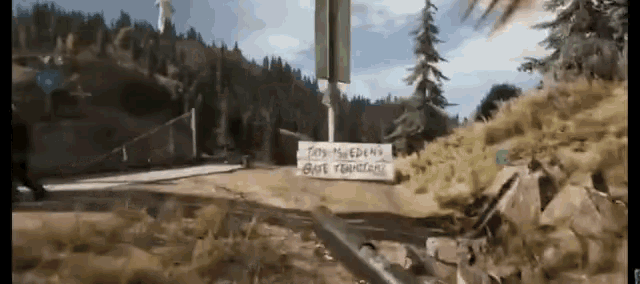 a video game scene with a sign that says 100 % ingredients give freedom